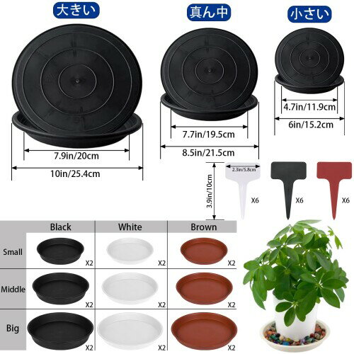 AQTAQ 18個パック 植物受け皿 植木鉢 耐久性のある厚手プラスチック植物トレイ 屋...