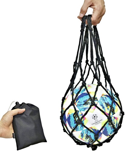 ボールネット スポーツ 球技 ボールバッグ サッカー フットサル バスケ バレーボール 持ち運び 便利 簡易 網袋 ポータブル ボール ホルダー ネット Ball Net Carry Bag 保管用 収納ポーチ付き