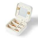 Vee&In. アクセサリーケース 指輪ボックス 携帯用 ジュエリーボックス アクセサリー 収納 ピアス 収納 ネックレス 指輪置き ミラー付き 贈り物 ジュエリーボックス 女の子 (ホワイト)