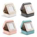 Vee&In. アクセサリーケース 指輪ボックス 携帯用 ジュエリーボックス アクセサリー 収納 ピアス 収納 ネックレス 指輪置き ミラー付き 贈り物 ジュエリーボックス 女の子 (4色)