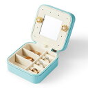 Vee&In. アクセサリーケース 指輪ボックス 携帯用 ジュエリーボックス アクセサリー 収納 ピアス 収納 ネックレス 指輪置き ミラー付き 贈り物 ジュエリーボックス 女の子 (ブルー)