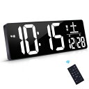 Xflyee デジタル時計 壁掛け 大型 led 置き時計 clock 目覚まし時計 明るさ調整 ac電源 タイマー アラーム スヌーズ機能 年/月/日 温度/日期切替表示 12H/24H切替 大きい時計 リモコン操作 家/オ(3)