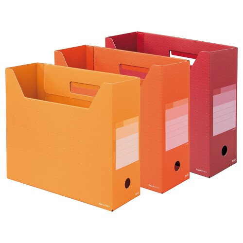 プラス ボックスファイル A4横 背幅100mm デジャヴ FL-023BF ウォームトーン 3色組