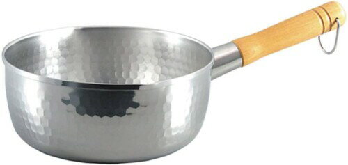 下村企販 片手鍋 雪平鍋 20cm 槌目 ガス火 IH対応 ステンレス 2.5L 両側注ぎ口 打ち出し 錆びにくい 木ハンドル プロモデル 燕三条 37431