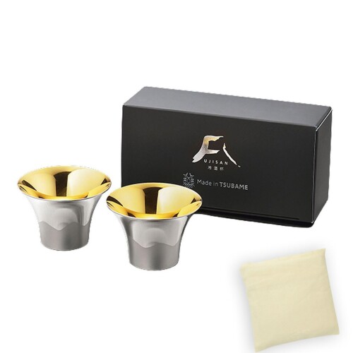 J-kitchens 日本酒 グラス 富士山 ぐい呑み 2P中金 75ml 日本製 （SimpleBag ベトナム製 セット）