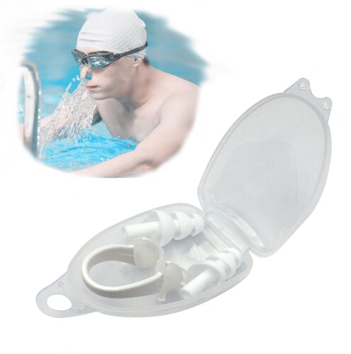 ノーズクリップ 鼻栓 水泳 耳栓 2個セット 防水再利用可能なシリコンPC、子供大人兼用 水泳初心者 競泳..