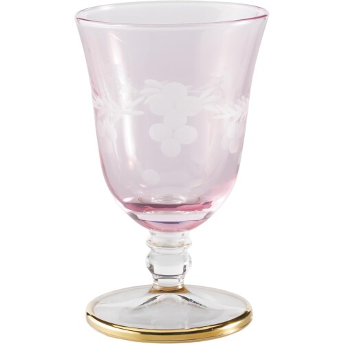 大塚硝子 「 彩の詩 」 日本酒 グラス ぐい呑み 台付 約70ml 花切子 ピンク 日本製 9203-15-1PK-1P