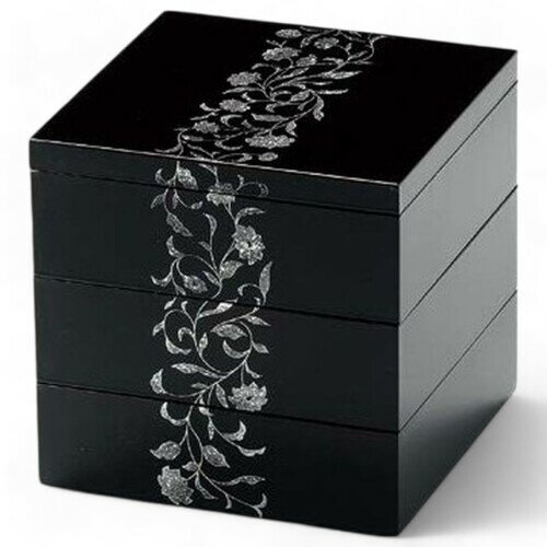 J-kitchens 漆器 重箱 運動会 アールデコ 5.5寸 3段 運動会 溜 （1本) 16cm 樹脂製 お重 お重箱 日本製