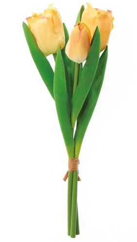 アスカ商会(Asca) 造花 チューリップバンチ イエロー 全長:約29cm、花径:約3×5cm 1束(3本組) A-34513-010