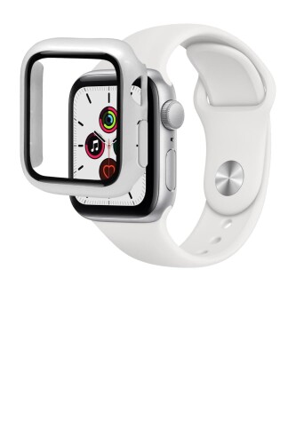 shizukawill シズカウィル AppleWatch SE2 SE 4 5 6 40mm アップルウォッチ カバー ケース フィルム ガラスフィルム ホワイト メッキ加工