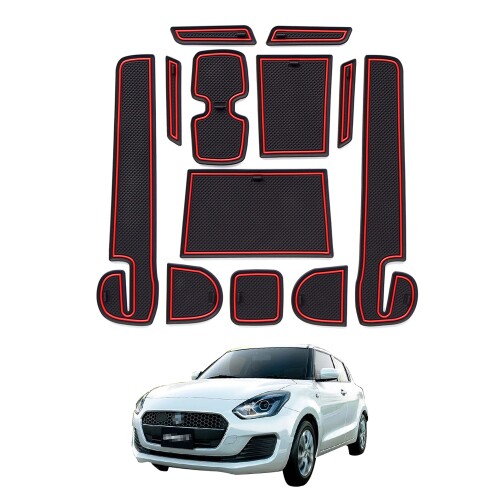 VADA スズキ スイフト SUZUKI SWIFT インテリアラバーマット ポケットマット ZC33S/13S/53S/C83S ラバーマット 車種専用設計 ドアポケットマッ 騒音防止 ノンスリップマット 滑り止めマット 12枚(