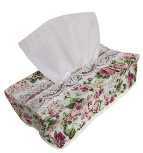 ティッシュケース 吊り下げ 縦型 ティッシュボックス カバー おしゃれ 布 レース 車 便利 ローズガーデ..