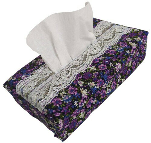 ティッシュケース 吊り下げ 縦型 ティッシュボックス カバー おしゃれ 布 レース 車 便利 ラベンダー ..