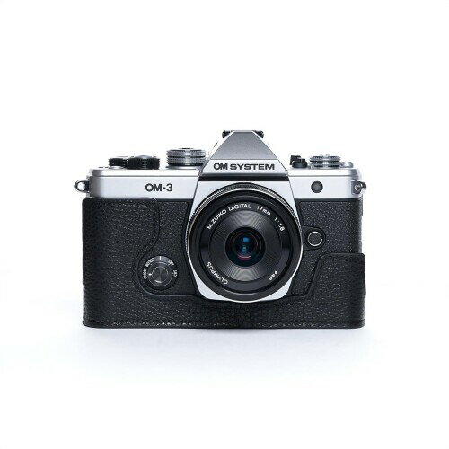 TP Original OM SYSTEM OM-3 用 ボディーハーフケース ブラック（ブラックステッチ）