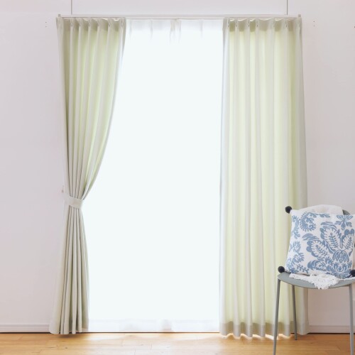 カーテン研究所 幅100cmx丈178cm 2枚組 非遮光 節電対策 断熱 保温 洗える 省エネ アジャスター フック..