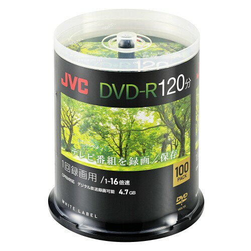 ビクター(VICTOR) JVC 1回録画用 DVD-R 120分 片面1層 1-16倍速 100枚 ディーガ その他 国内主要メーカーのレコーダー動作確認済 ホワイトディスク VHR12JP100SC2