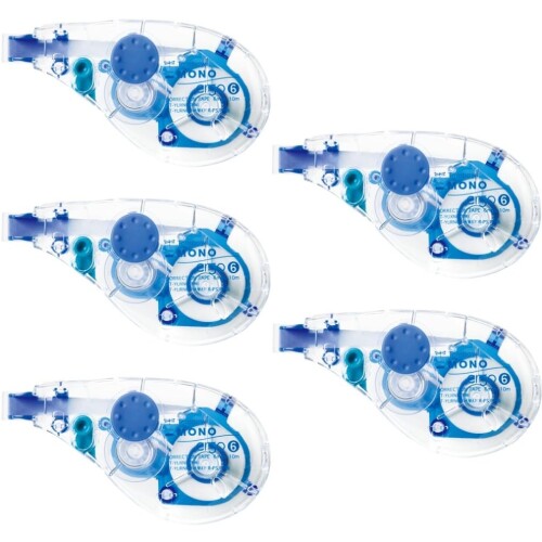 トンボ鉛筆 修正テープ 6mm MONO モノエルゴ (人間工学形状の3D曲面ボディ) 詰め替えタイプ 10m 5個 CT-YUXN6-5P