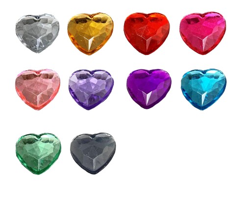スタイルエー アクリル ハート型ストーン 12mm 10色×100個 セット デコパーツ 宝石なし