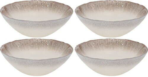 ヴェトロ・フェリーチェ ボウル 皿 中鉢 洋食器 ホワイトパール×ジンジャー 17cm 4枚セット 幸せのガラ..