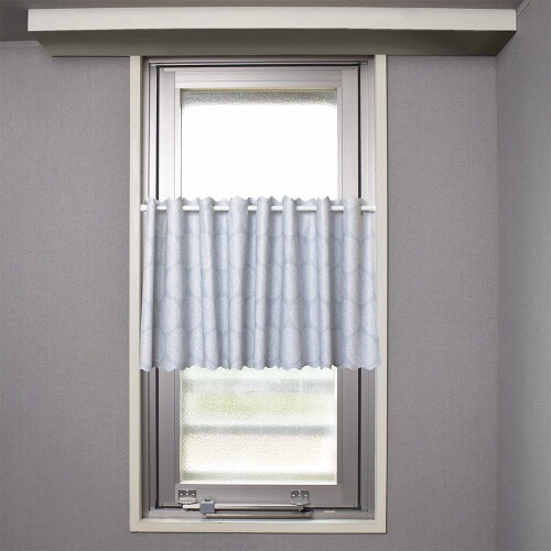 カフェカーテン ラミネート 小窓用 おしゃれ 目隠し 45cm丈 × 幅140cm お風呂 グレー 小花柄 スタイルデコール W4001620