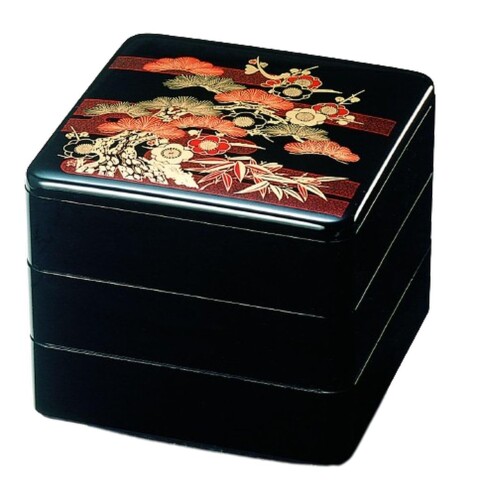J-kitchens 行楽弁当箱 （ 弁当箱 ） 日本製 3段 6.5寸 重用 黒松竹梅 19.6cm x 19.6cm x 17.5cm(3)