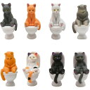 8匹 座る猫 トイレ 座る猫 ミニ 置物 猫 トイレ 猫 フィギュア かわいい 猫 便座の猫 動物 樹脂 置物 風景 庭の装飾 面白い 装飾彫刻像 フィギュア 飾り物 小さな 彫像 ミニチュア 装飾品