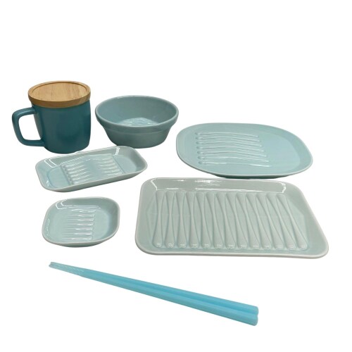 アルタ 油を落とすヘルシーなお皿 saraet カラーコーディネート 食器セット 食洗器対応 ブルー 7点セッ..