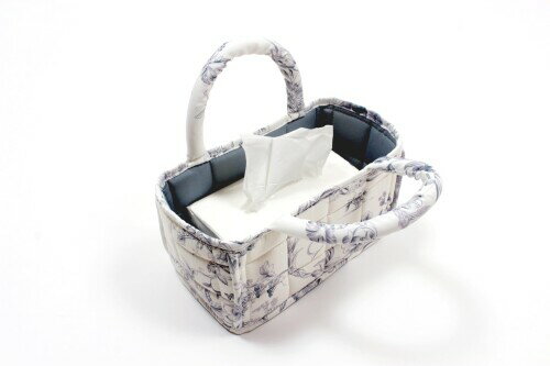 プリントキルト ミニソフトバスケット 約12×22×12cm（ブルー）