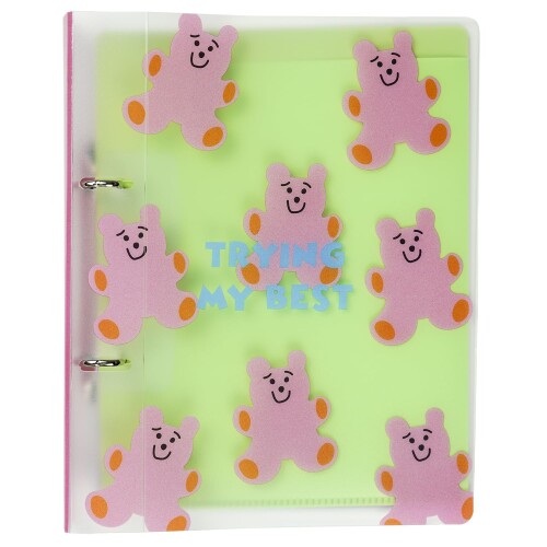 シック グリーティングライフ 2穴 バインダー A5 サイズ クリア クマ MMZ-460 ライトグリーン