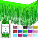allgala 2パック 29x108インチ (73.7x274.3cm) メタリックフォイル フリンジ ティンセル テーブルスカート パーティー/イベント装飾 - - BD52807 グリーン