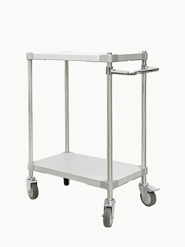 ガルバシェルフワゴン35×76 2段 ポール700 ハンドル付SV 収納 運搬 配膳 ガーデニング キッチン 衛生 ..