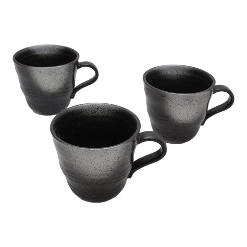 キャッスルエンタープライズ 美濃焼 和風カフェシリーズ しおさい 油滴天目白吹 3枚セット