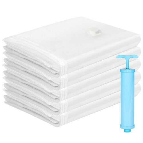 VECELO 圧縮袋 衣類圧縮袋 5枚*幅70X高さ145cm ポンプ付き 透明 防湿 防塵 防虫 衣類 旅行 引越し 整理..