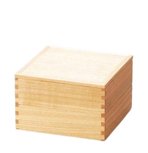 J-kitchens 重箱 日本製 木製 白木塗タモ60二段重 内朱 (1組) 18.2cm 御節