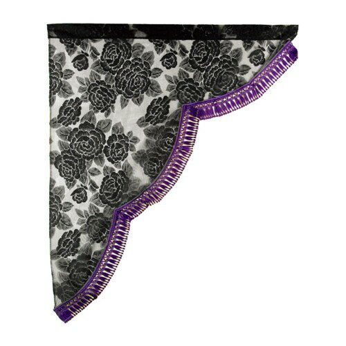 雅 サイドカーテン バラ柄レースサイドカーテン L(横700mm×縦850mm) フレンジ:パープル MSC-RA-PLL