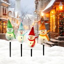 クリスマスライト ソーラーガーデンライト 雪だるま 4点入り ガーデン おしゃれ 埋め込み式 防水 自動点灯 消灯 省エネ ガーデン 庭 クリスマス 置物 屋外...