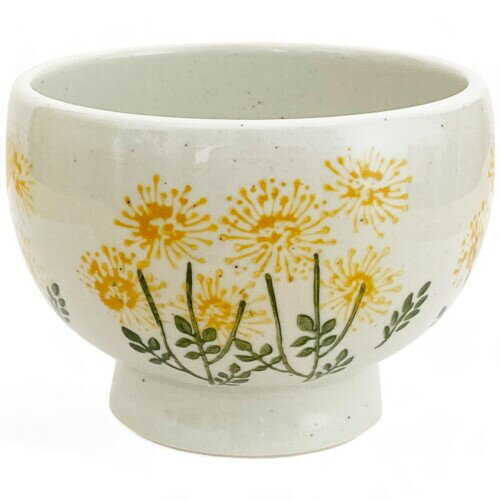 匠美風 高台 抹茶茶碗 陶器 野花 イエロー 抹茶碗 matcha bowl 日本製 波佐見焼