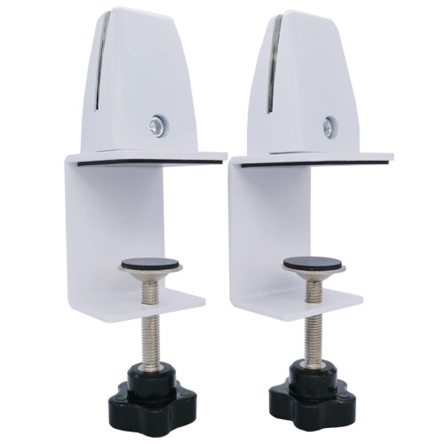サンケーキコム パーテーション クランプ式台座 2個 調節可能 固定金具 3-6mm厚対応 C型 CL-01-2W 白