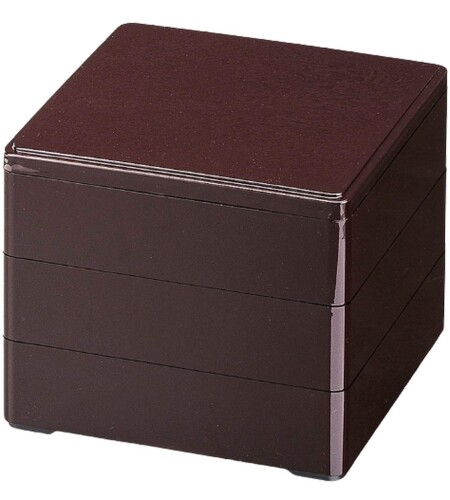 J-kitchens 重箱 3段 4.5寸 彩 お重箱 新溜 13.4cm x 13.4cm x 12.7cm 日本製