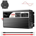 Xijia 1500W 正弦波 インバーター 100vから12v変換器 コンセント 50Hz/60Hz,カーインバーター,AC コンセント×2 非常電源・に 防...