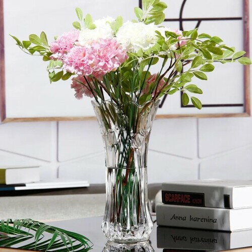 ベーシックデザイン GLASS VASE ガラス花瓶 プランター 北欧 フラワーベース ポット かびん モダン 生け花 CLASSIC CRYSTAL クラシッククリスタル 造花 ドライフラワー ガラス花瓶 19cm, 24cm, 29cm ( 2