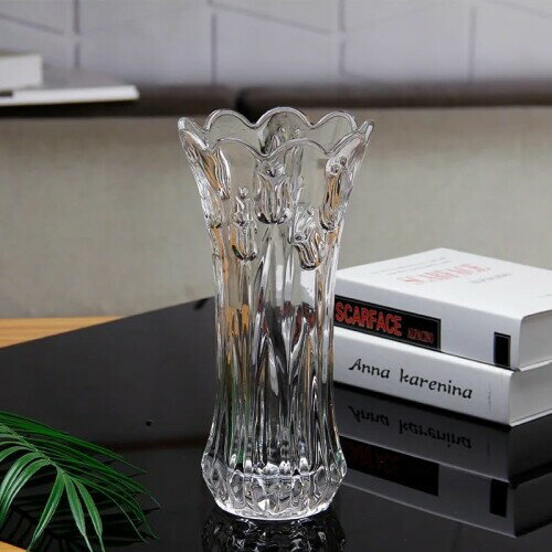 ベーシックデザイン GLASS VASE ガラス花瓶 プランター 北欧 フラワーベース ポット かびん モダン 生け花 CLASSIC CRYSTAL クラシッククリスタル 造花 ドライフラワー ガラス花瓶 19cm, 24cm, 29cm ( 3