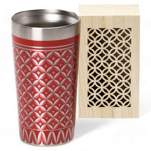 J-kitchens Select ハイボール グラス ステンレス 真空二層 タンブラー 赤 木箱入 350ml