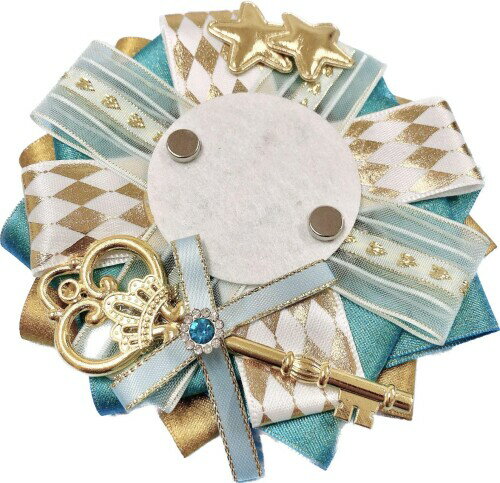 ジートリガー(G triger) アンティーク風 痛ロゼット 缶バッチ57mm 58mm 痛バッグ 飾り 手作りロゼット リボン サックス 水色