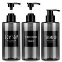Segbeauty シャンプーボトル ディスペンサー 灰色 500ml 3本セット 詰め替えボトル 容器 おしゃれ 浴室 洗面所 ウイルス対策