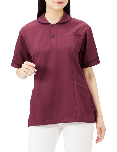 (KIRAKU) トンボ レディスケアワークシャツ CR142 S ワイン