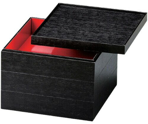 J-kitchens 日本製 重箱 3段 8.0寸 良木 紙 黒木目 24.2cm x 24.2cm x 16.0cm