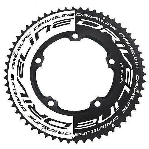 Driveline AL7075 Road Bike Bicycle TT Chainring 58T, BCD 130mm, Black x White #ST1554