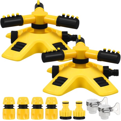 iplusmile 2セット スプリンクラー 高圧 ホース 植物 ツール 360度 散水 三脚 スプリンクラー アタッチ..