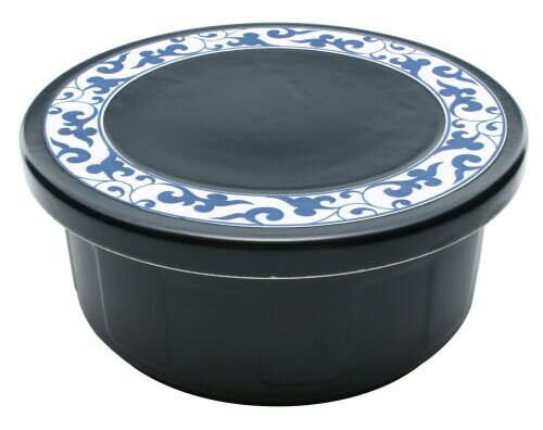 有田焼 セラミック おひつ ご飯 保存 1.5合 電子レンジ対応 平蓋 黒唐草 Y050-2